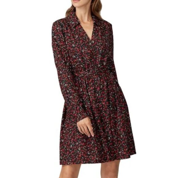 *EUC* Thakoon Collective / Floral Long Sleeve Collar Shirtdress / Black, Red/ 12 - Picture 2 of 15